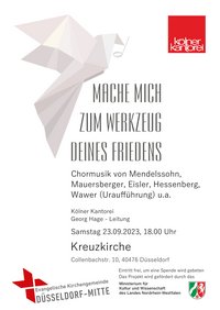 Plakat Konzert Düsseldorf Mache mich zum Werkzeug deines Friedens